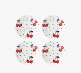 Vintage Cherry Dot Tidbits Plate Set